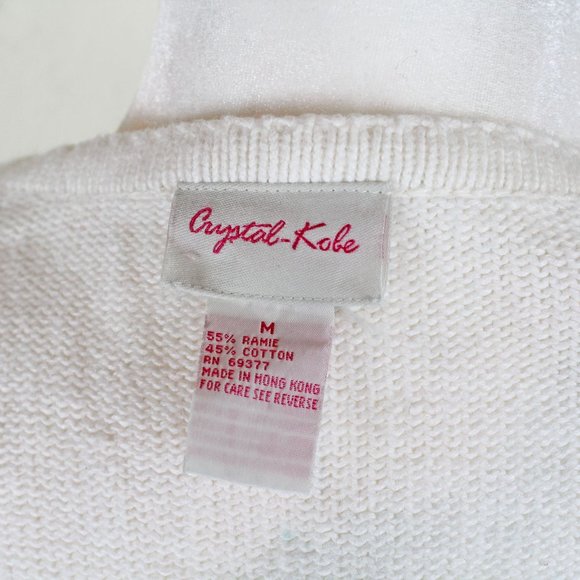 Crystal Kobe vintage 90s white Christmas snowflake sweater cardigan - Picture 7 of 8